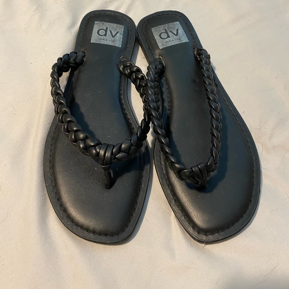 Dolce Vita Black Braided Sandal Flip Flops Size 8.5